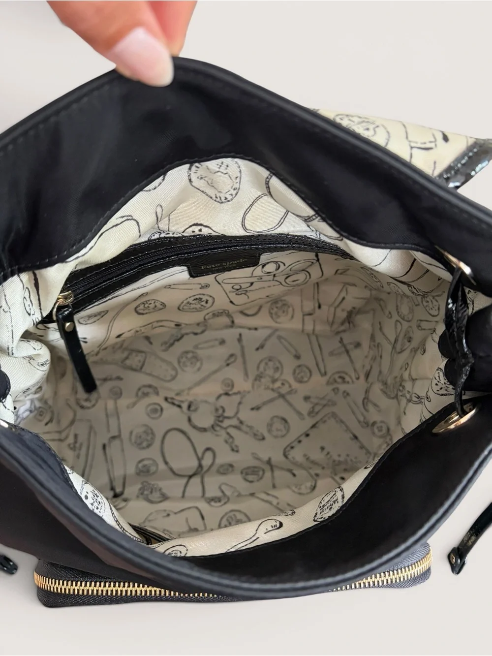 kate spade Black Nylon Small Flap Backpack with Front Pocket